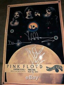 PINK FLOYD Signed x (3) A3 Concert Poster Stonehenge 1973