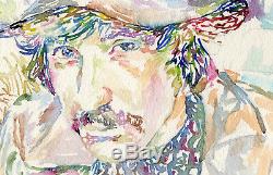 PINK FLOYD with Syd Barrett Original Watercolor Painting Band's Portraits