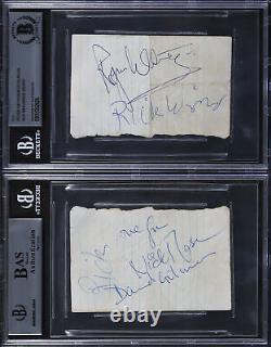 Pink Floyd (5) Gilmour, Waters, Wright, Mason Signed 2.75x4.25 Cut Sig BAS Slab