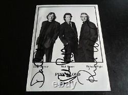 Pink Floyd Autograph Signed Promotional Photograph Gilmour, Wright And Mason