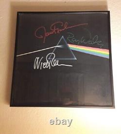 Pink Floyd Dark Side of the Moon framed album cover signed by 3 members COA