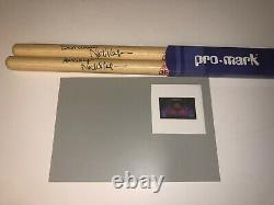 Pink Floyd Nick Mason Both Signed Drumstick Set Drum Autographed Coa Postcard