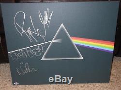 Pink Floyd Roger Waters Nick Mason Auto Signed Framed 18x22 Canvas Psa/dna