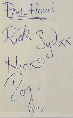 Pink Floyd signed cut ORIG LINEUP. RARE Syd Barret Signed + WATERS MASON WRIGHT