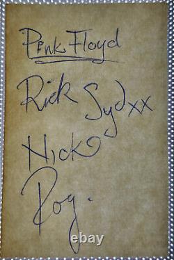 Pink Floyd signed cut ORIG LINEUP. RARE Syd Barret Signed + WATERS MASON WRIGHT