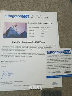Pink Floyd signed poster Dark Side ACOA + Proof! Roger Waters Nick Mason lp