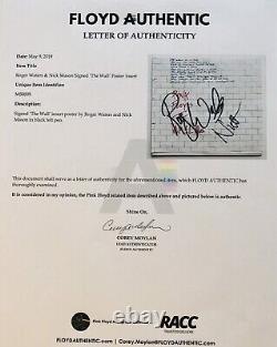 Pink Floyd signed the Wall album Poster Roger Waters Nick Mason autographed