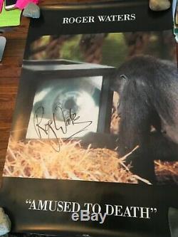 ROGER WATERS AUTOGRAPHED 1992 AMUSED TO DEATH PROMO POSTER 24x36 PINK FLOYD