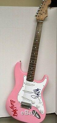 ROGER WATERS- PINK FLOYD signed Pink Fender Squire guitar- JSA Letter