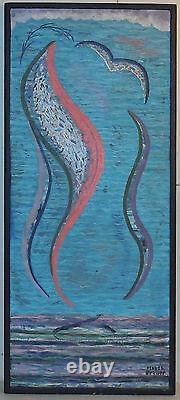 Rare FLOYD BREWER'Ecstacy' MODERNIST ABSTRACT Painting -Listed MINNESOTA Artist