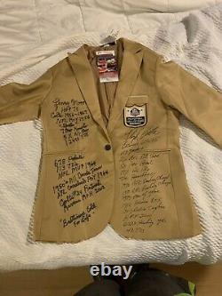 Rare Floyd Little Lenny Moore SIGNED STAT Gold Jacket 29 INSCRIPTIONS JSA