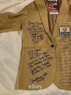 Rare Floyd Little Lenny Moore SIGNED STAT Gold Jacket 29 INSCRIPTIONS JSA