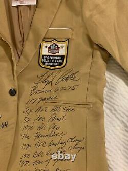 Rare Floyd Little Lenny Moore SIGNED STAT Gold Jacket 29 INSCRIPTIONS JSA