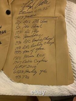 Rare Floyd Little Lenny Moore SIGNED STAT Gold Jacket 29 INSCRIPTIONS JSA