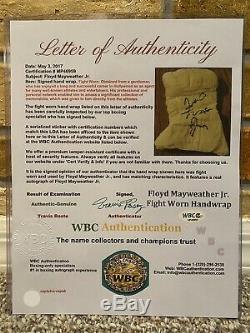 Rare! Floyd Mayweather Jr Signed Auto Boxing Fight Worn L Hand Wrap Jsa Wbc Loa