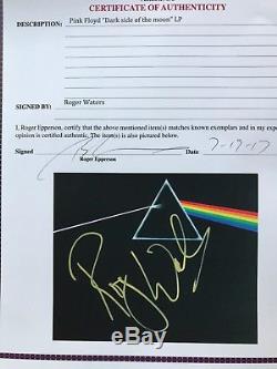 Roger Waters signed Pink Floyd album dark side of the moon lp with photo