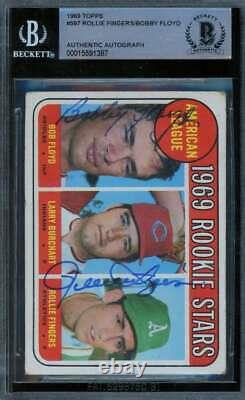 Rollie Fingers Bobby Floyd Beckett BAS Signed 1969 Topps Rookie Stars Autograph