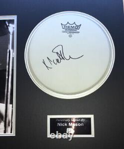 SIGNED NICK MASON 20x16 DRUM HEAD MOUNTED DISPLAY RARE PINK FLOYD WATERS GILMOUR