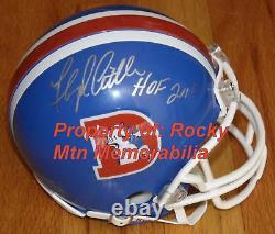 Signed Broncos FLOYD LITTLE D-STYLE MINI HELMET with HOF