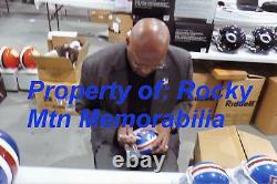 Signed Broncos FLOYD LITTLE D-STYLE MINI HELMET with HOF