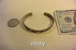 Signed FLOYD BECENTI Navajo BRACELET Story Teller Sterling Silver with12K GOLD