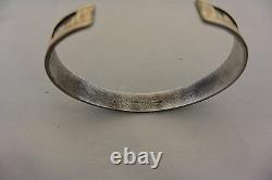 Signed FLOYD BECENTI Navajo BRACELET Story Teller Sterling Silver with12K GOLD