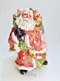 Vintage 1995 Fitz Floyd Santa Centerpiece Christmas Vase Planter Signed