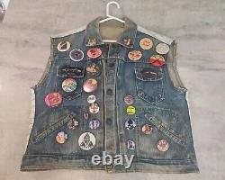 Vintage Autographed Pink Floyd The Wall Denim Jacket With Pins-1 Of A Kind Jsa