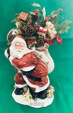 Vintage Fitz & Floyd Old World Santa Centerpiece Vase Christmas Rare 16 Signed