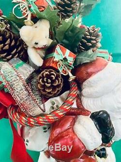 Vintage Fitz & Floyd Old World Santa Centerpiece Vase Christmas Rare 16 Signed