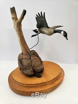 Vintage Original Signed Floyd A Broadbent Carved Miniature Canadian Goose Decoy