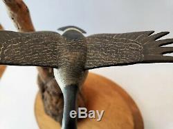 Vintage Original Signed Floyd A Broadbent Carved Miniature Canadian Goose Decoy