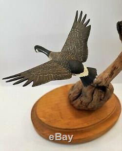 Vintage Original Signed Floyd A Broadbent Carved Miniature Canadian Goose Decoy