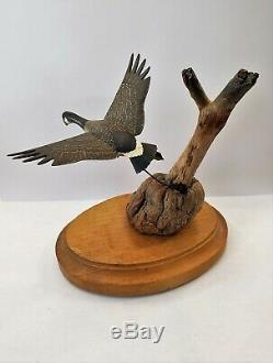 Vintage Original Signed Floyd A Broadbent Carved Miniature Canadian Goose Decoy