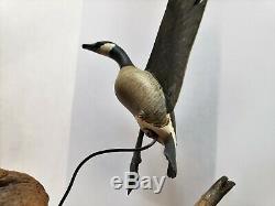 Vintage Original Signed Floyd A Broadbent Carved Miniature Canadian Goose Decoy