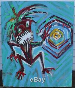 Wendigo Oil Painting Signed By Native Canadian Inuit Artist Floyd Kuptana