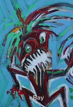 Wendigo Oil Painting Signed By Native Canadian Inuit Artist Floyd Kuptana