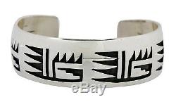 Women's Hopi Signed Floyd Namingha Museum. 925 Sterling Silver Cuff Bracelet